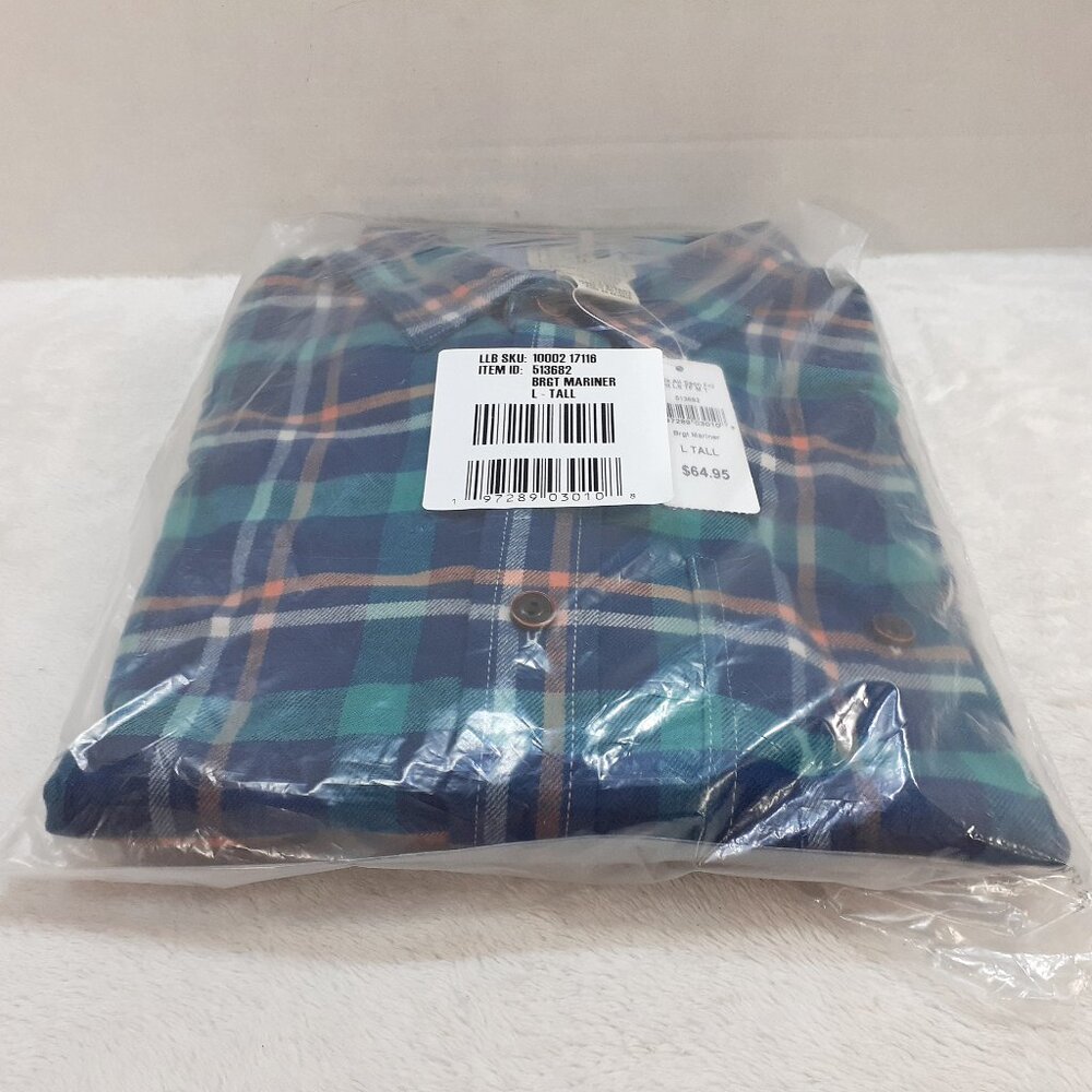 LL Bean Flannel Shirt Mens Long Sleeve L Tall Plaid Traditional Fit NWT Sealed - Picture 10 of 12